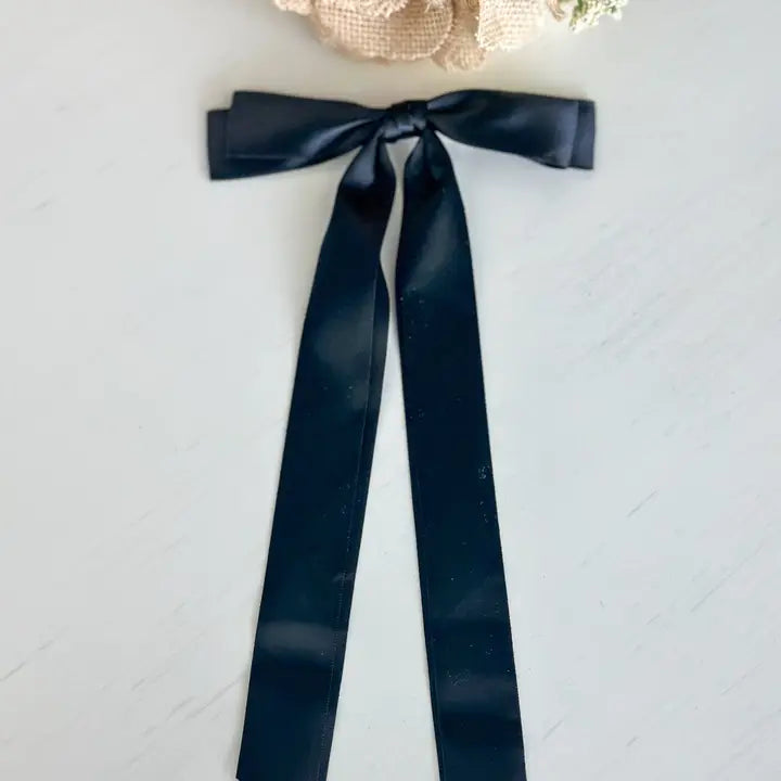 Classic Satin Bow with Clip- Black