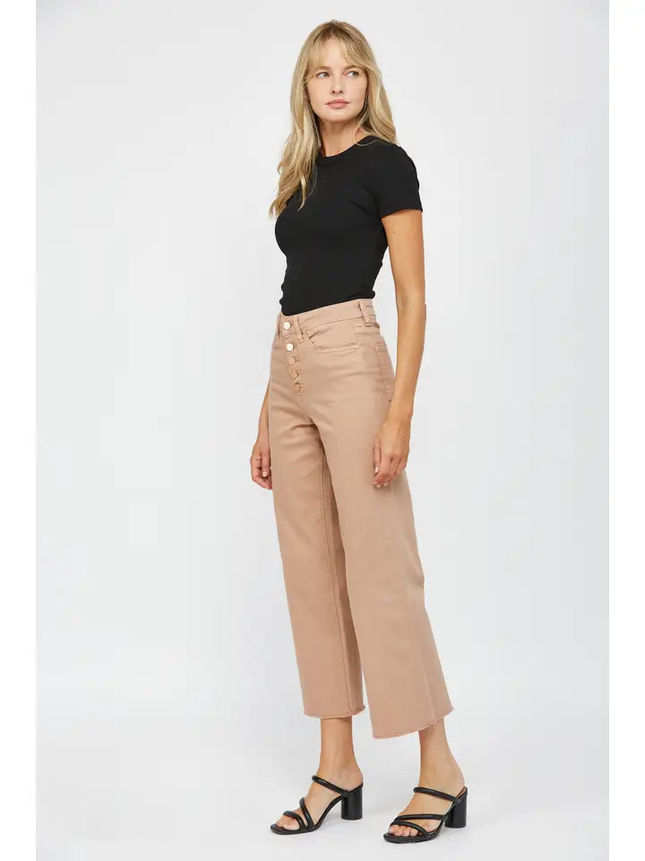 Chromatic High Rise Crop Jeans in Brown Sugar