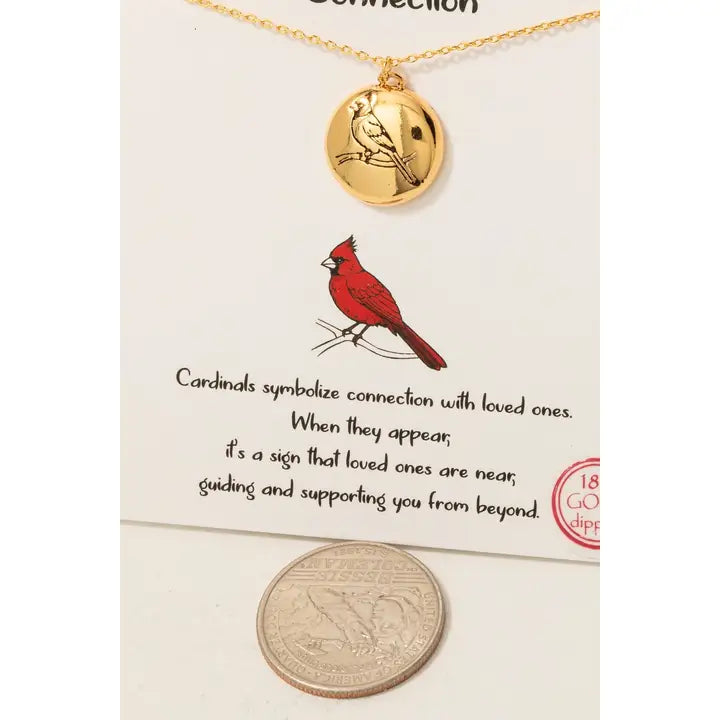 Gold Dipped Cardinal Coin Pendant Necklace
