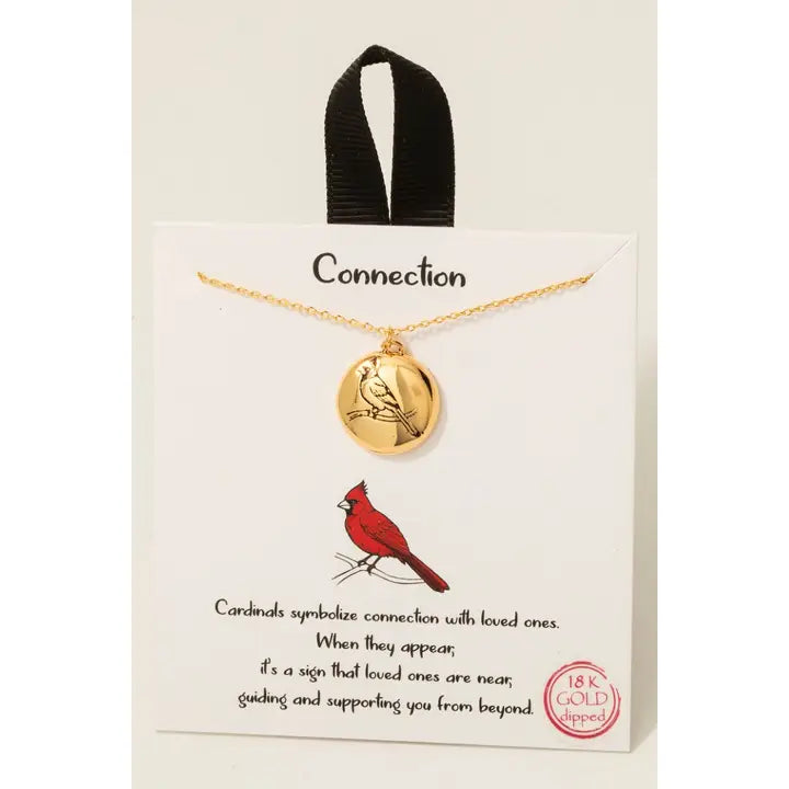 Gold Dipped Cardinal Coin Pendant Necklace