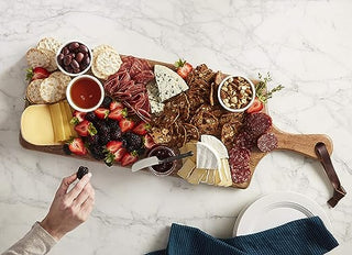 Mango Wood Charcuterie Board with Leather Handle