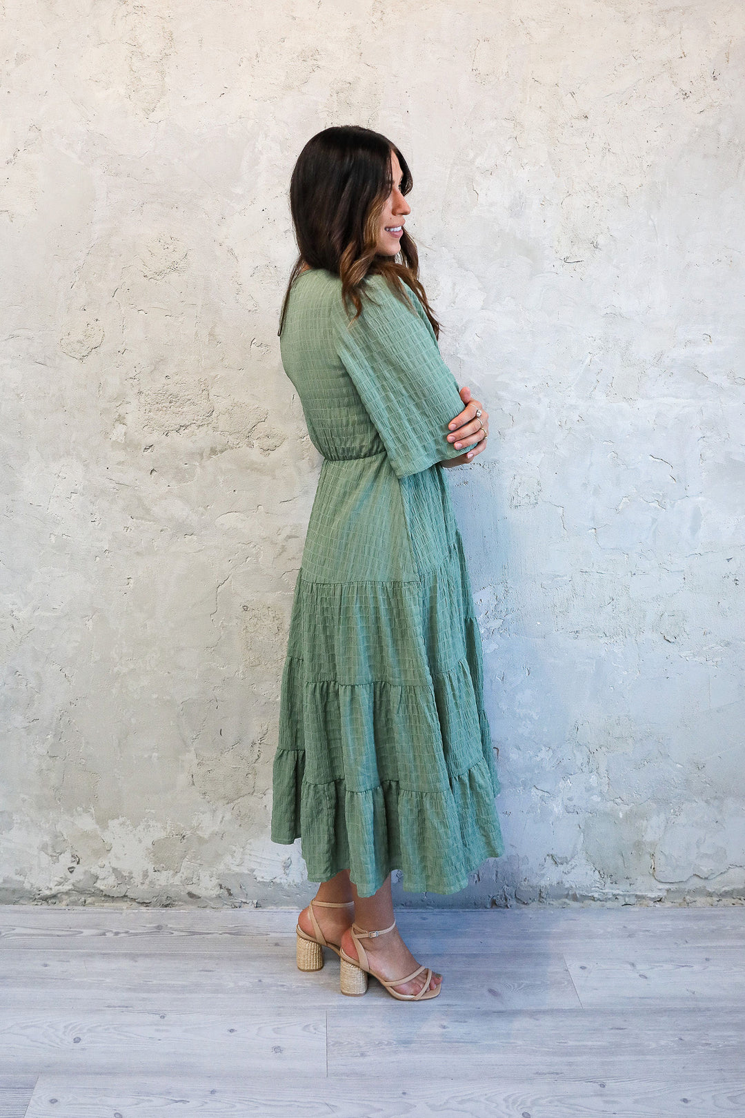 The Charlese Dress in Botanical Green