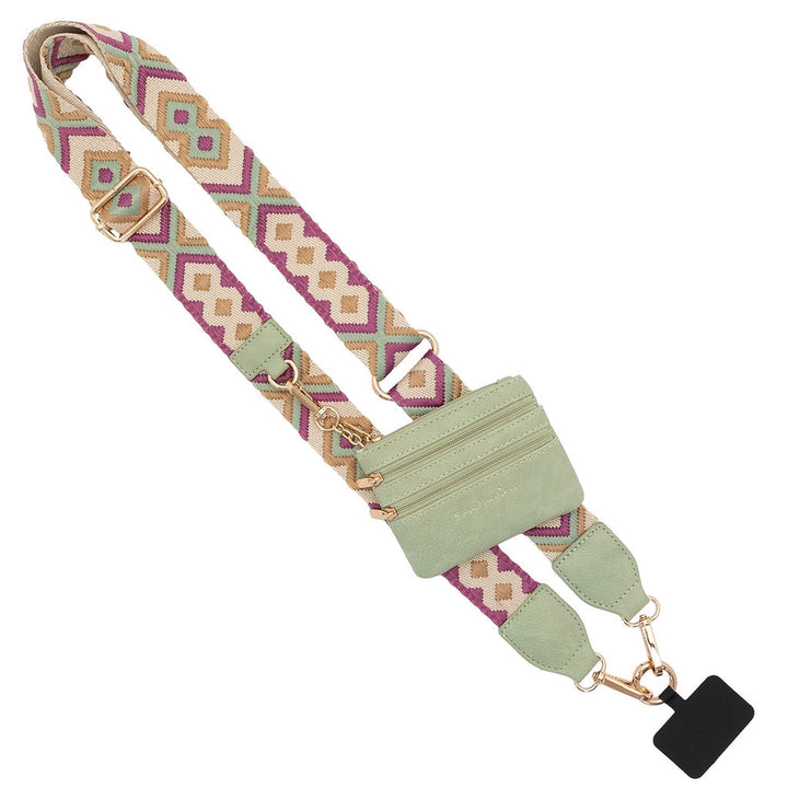Clip and Go Crossbody Chain with Zippered Pouch in Green/Purple