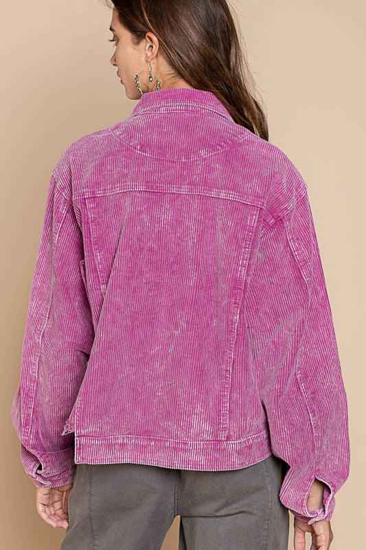 POL Corduroy Jacket in Plum Berry