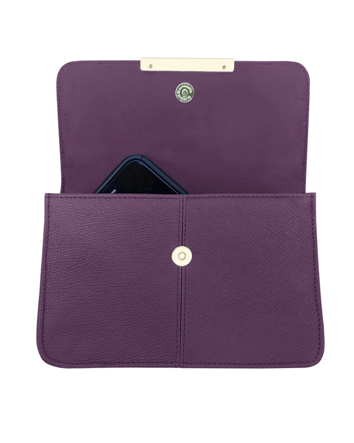 Leather Crossbody Purse in Purple