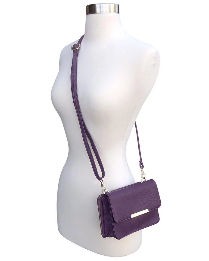 Leather Crossbody Purse in Purple