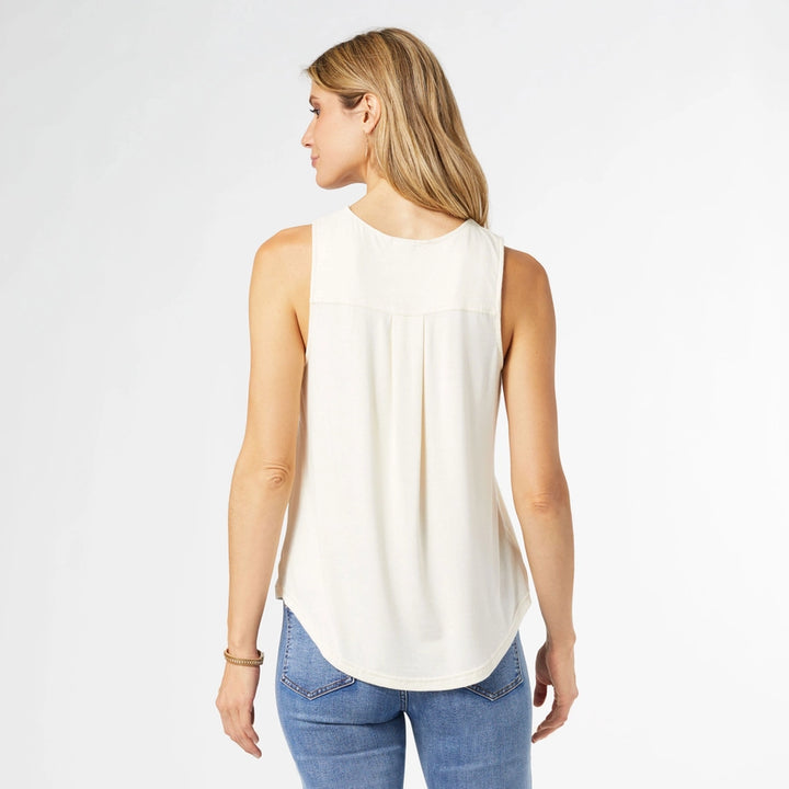 Erin Pleat Back Tank in Cream