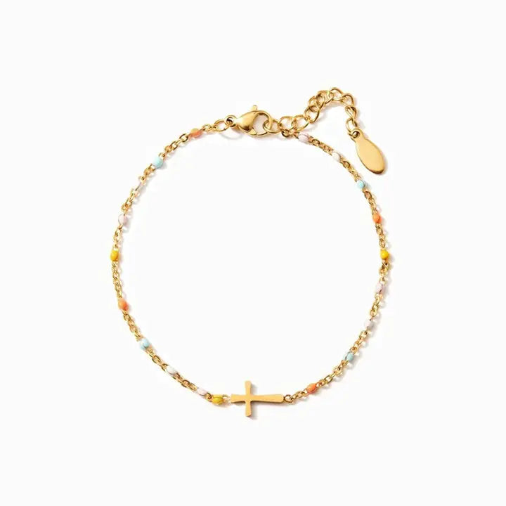 Gold Cross Beaded Bracelet