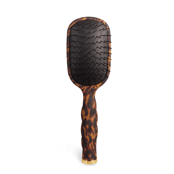 Hairbrush with tortoiseshell handle on a white background