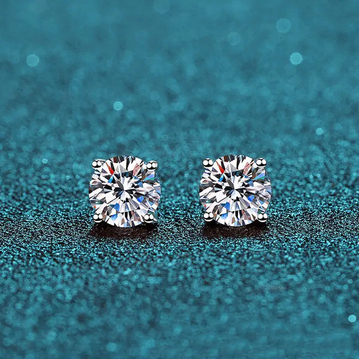 Four-Prong Moissanite Stud Earrings .4 ct