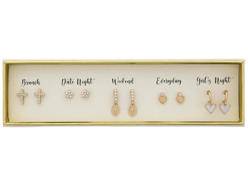 Set of 5 Gold All Occasion Earrings