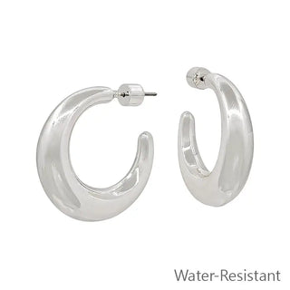 Silver Water-Resistant Chunky Hoop Earrings