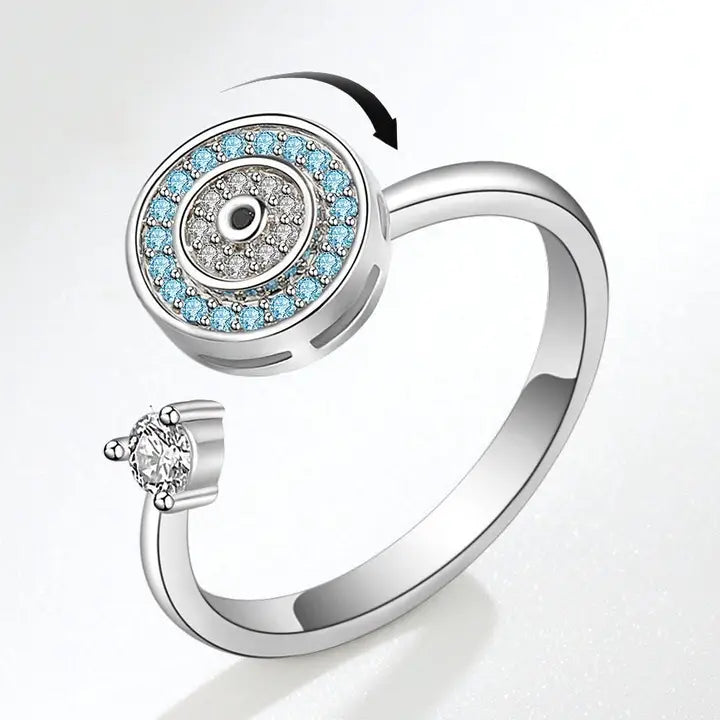 Evil Eye Sterling Silver Fidget Ring