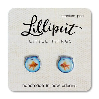 goldfish in a fishbowl post earrings