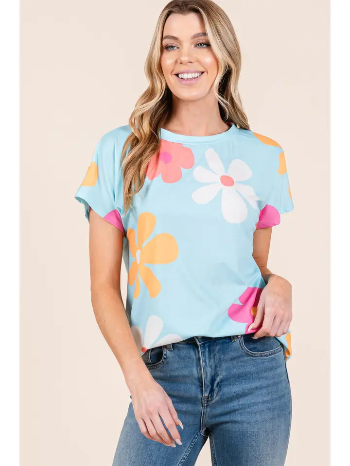 Flowered Short Sleeve Top