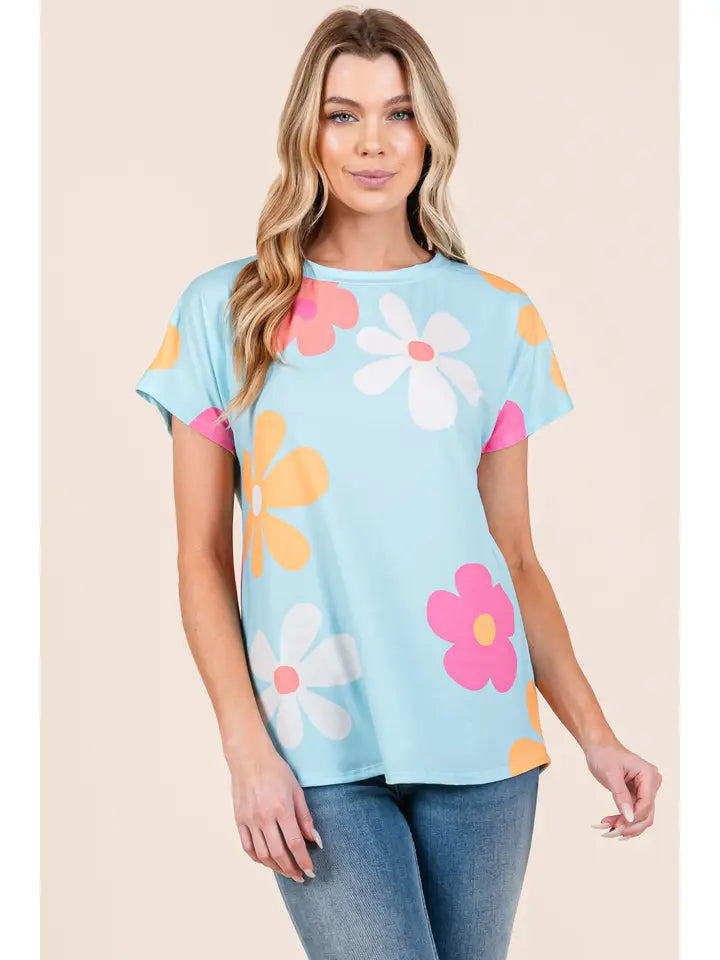 Flowered Short Sleeve Top