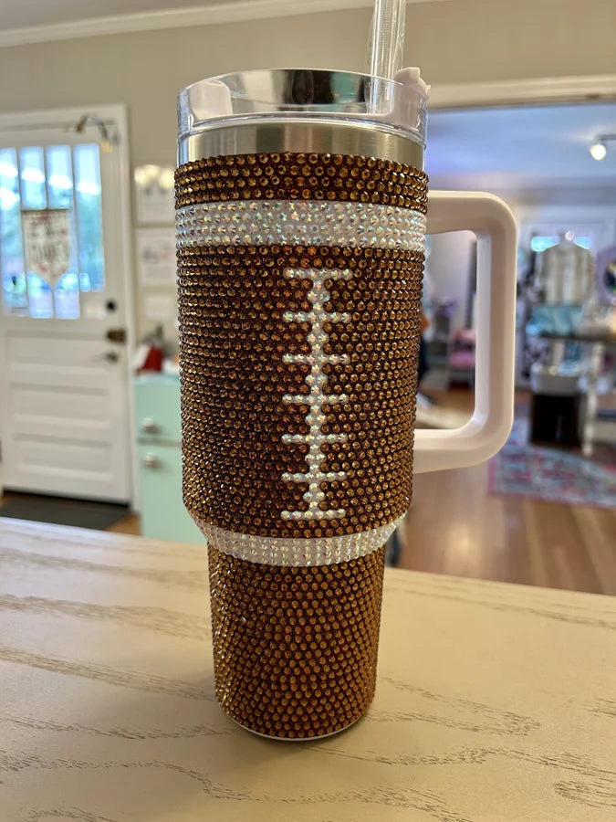 Football Bling 40 oz Tumbler Cup with Handle