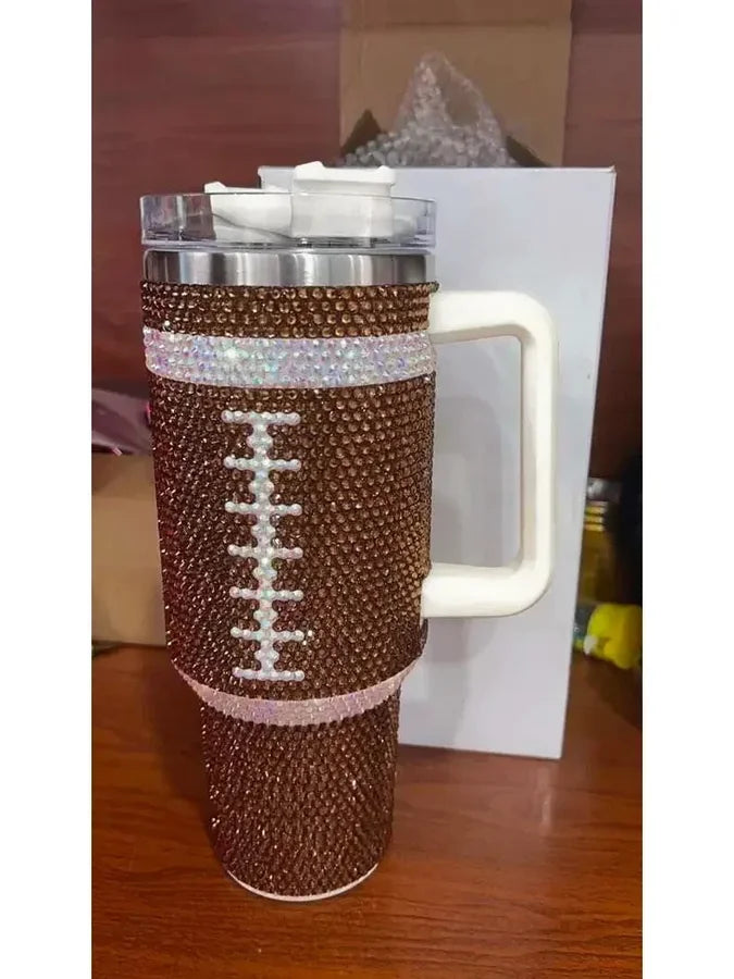 Football Bling 40 oz Tumbler Cup with Handle