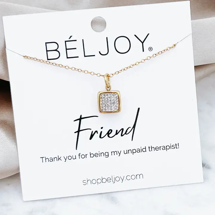 Friend Gift Square Crystal Necklace