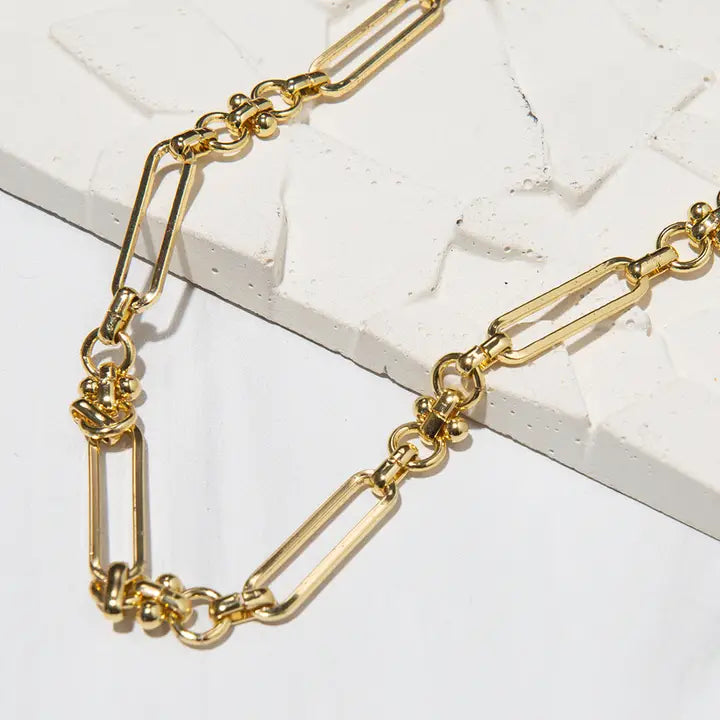 Gilded Gold Necklace-18" Toggle Clasp Charm Bar Necklace