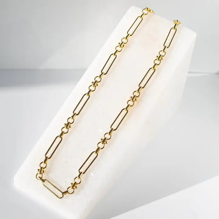 Gilded Gold Necklace-18" Toggle Clasp Charm Bar Necklace