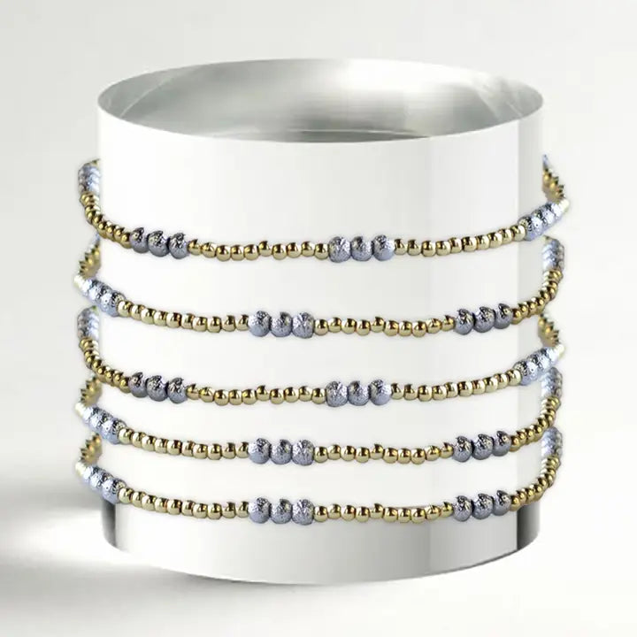 Gilded Gold and Silver Trio Beaded Bracelet