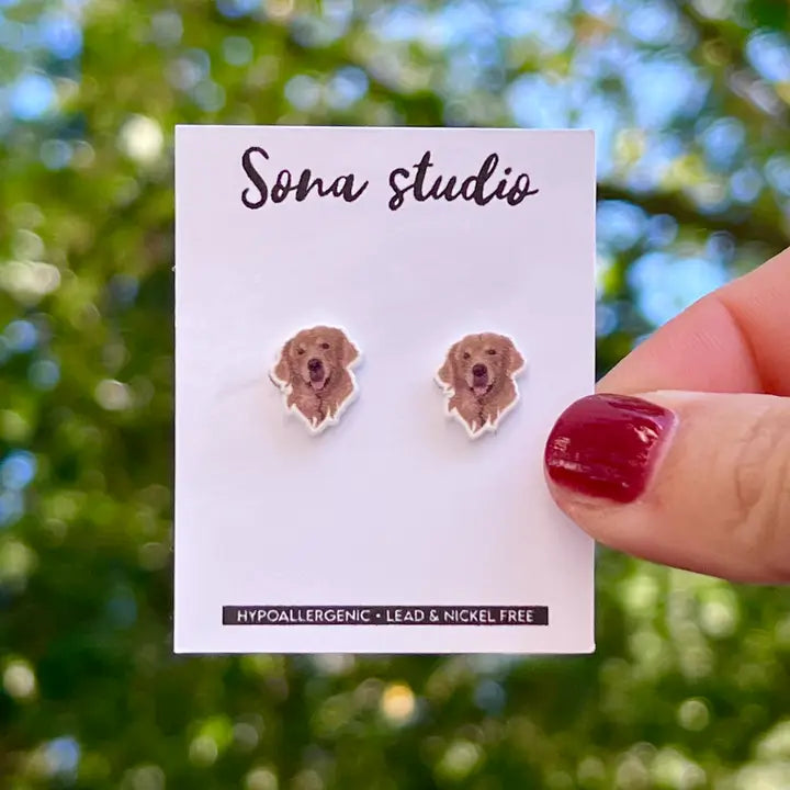 golden dog earrings