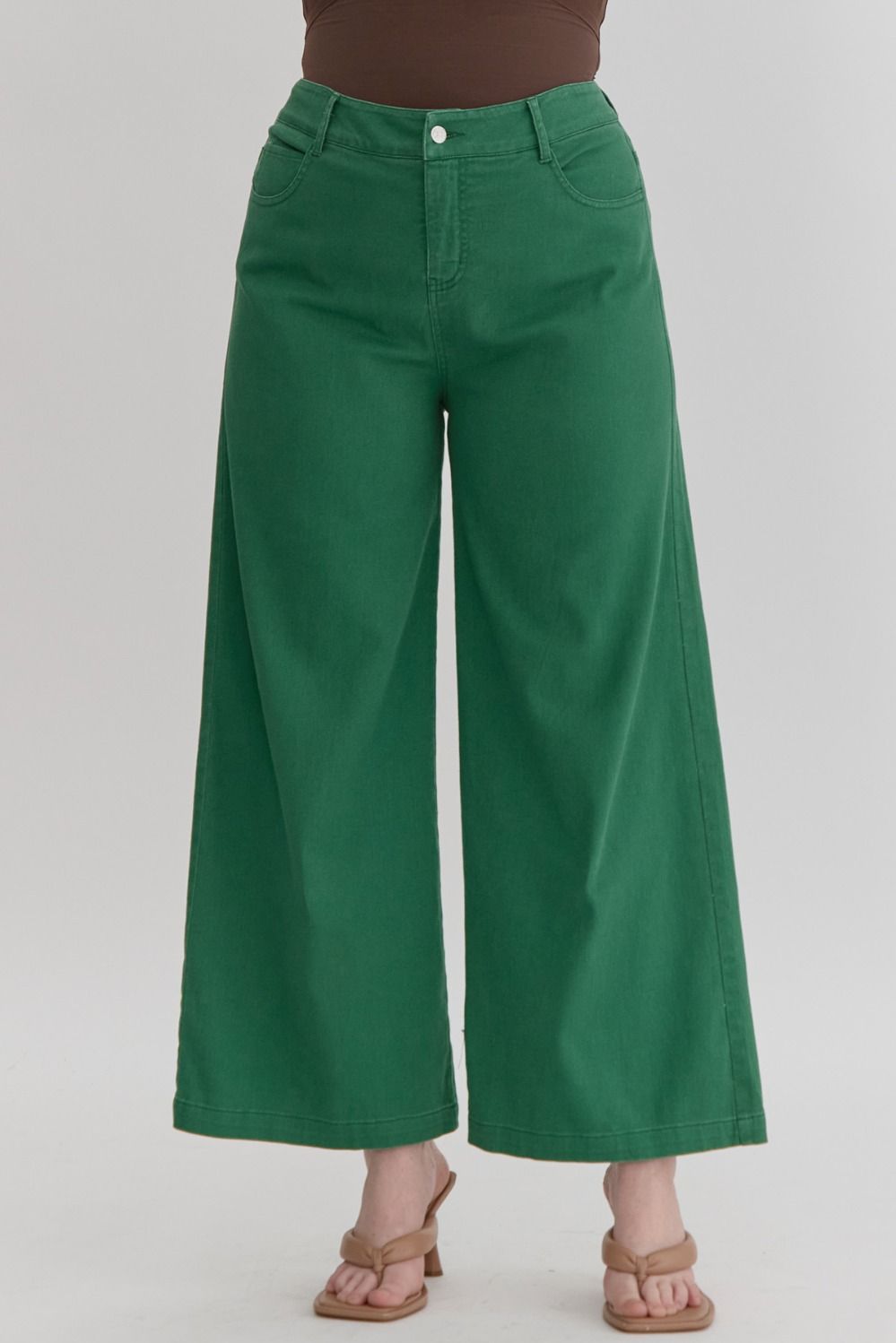 High Waist Wide Leg Pants in Green