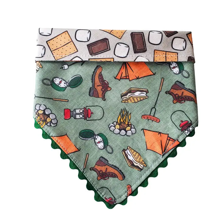 Green Camping- Reversible Dog Collar Bandana