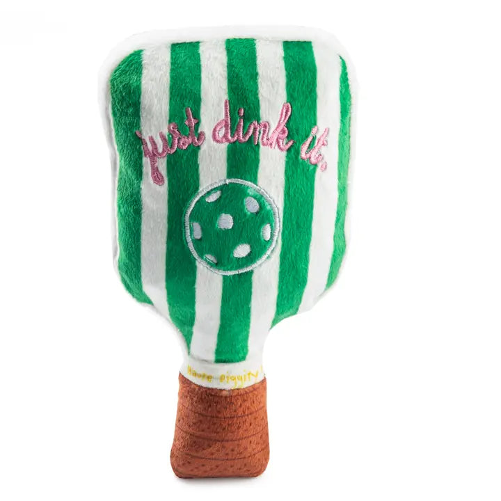 Green Pickleball Paddle Squeaker Dog Toy