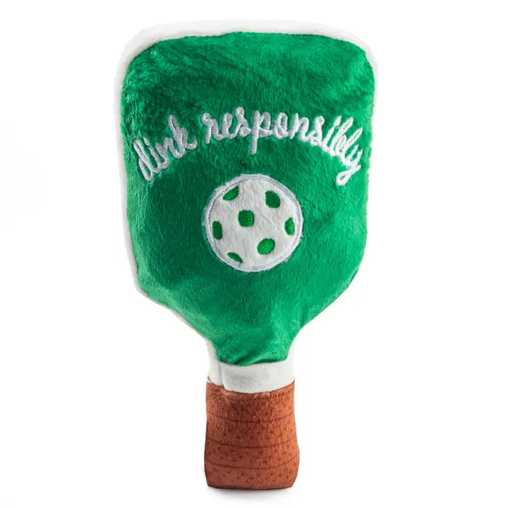 Green Pickleball Paddle Squeaker Dog Toy