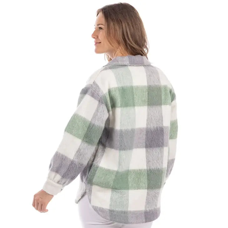 Green and Grey Plaid Shacket