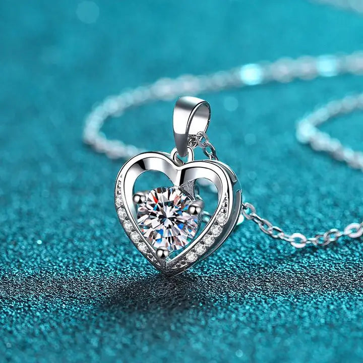 Moissanite Heart Pendant Necklace