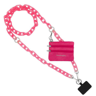 Clip and Go Crossbody Ice Chain with Zippered Pouch in Hot Pink