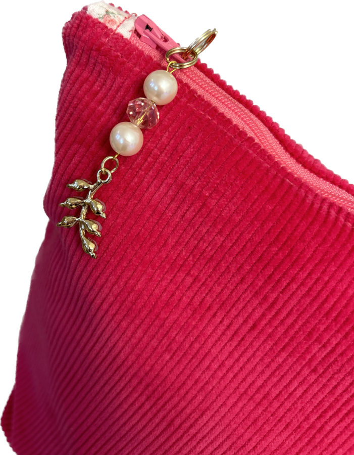 Handmade Pouch Hot Pink with Zipper Charm