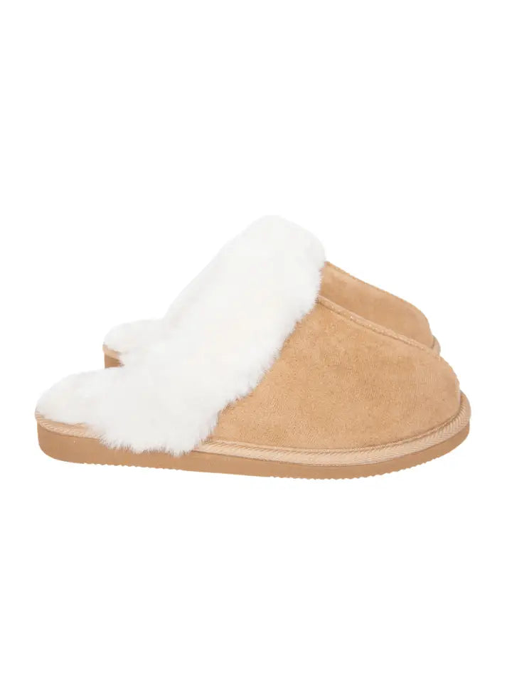 Sand Faux Fur Slip-On House Shoes