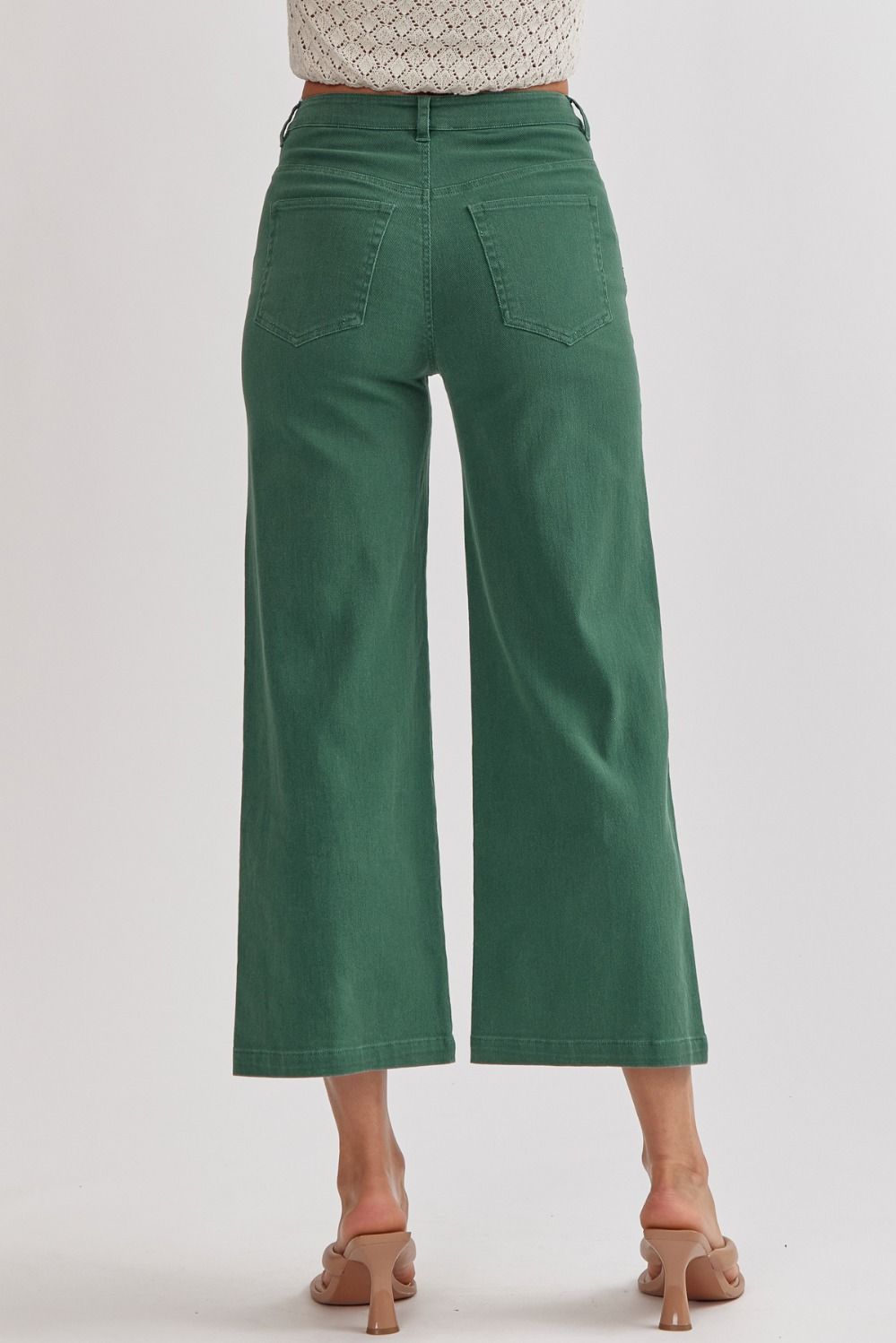 High Waist Wide Leg Pants in Hunter Green