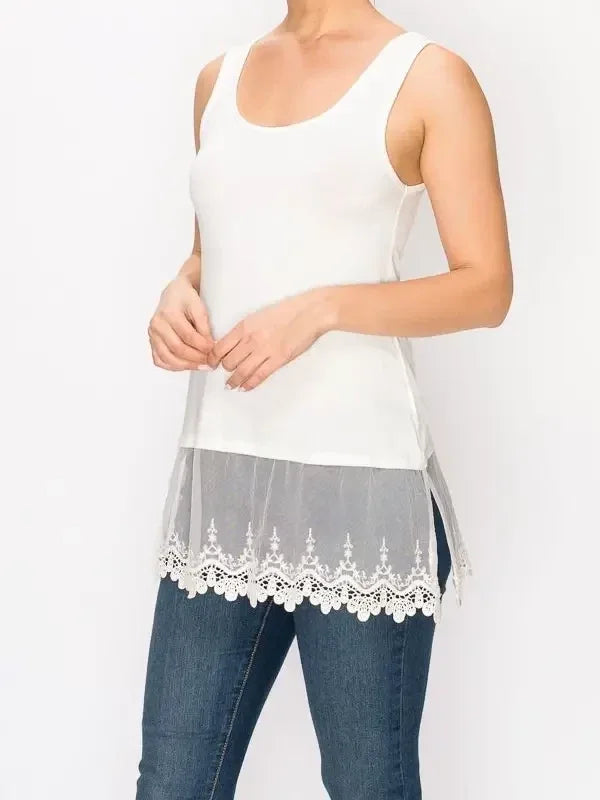 White Tank with Lace