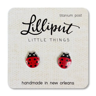 red and black ladybug post earrings