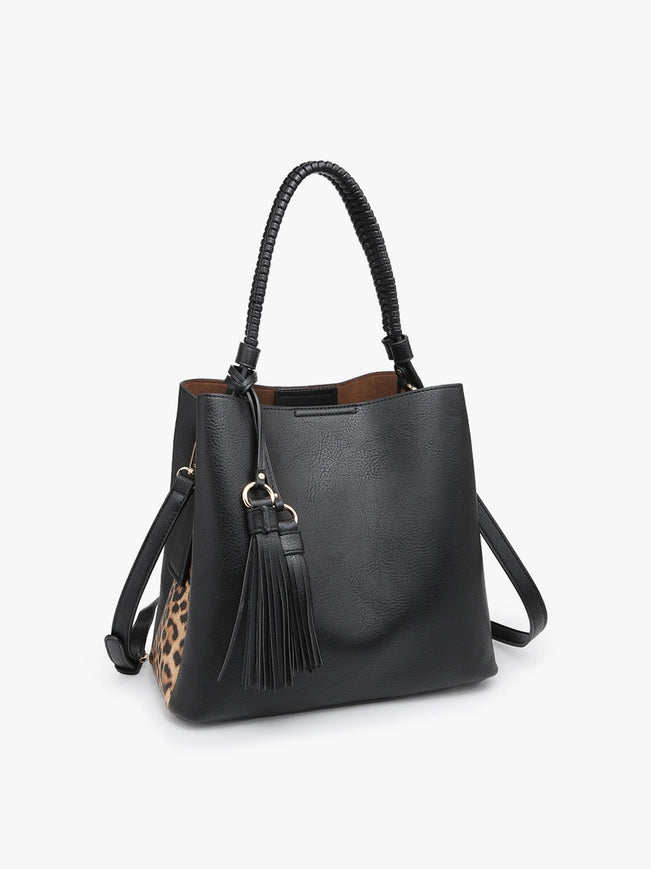 Olivia Leopard Contrast Hobo Bag