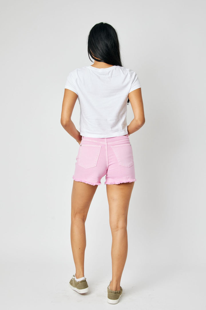 Judy Blue Light Pink Frayed Shorts