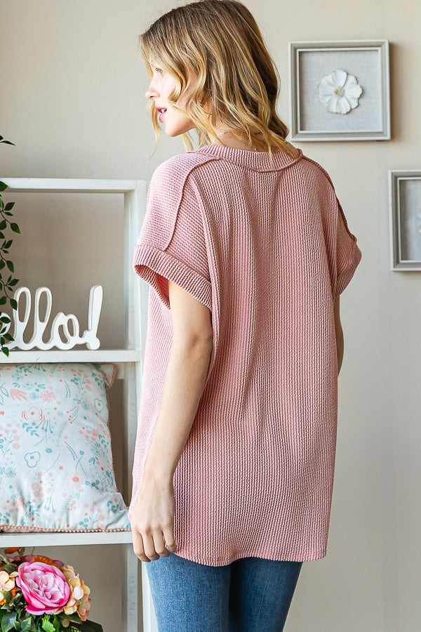 Ribbed Short Sleeve Top