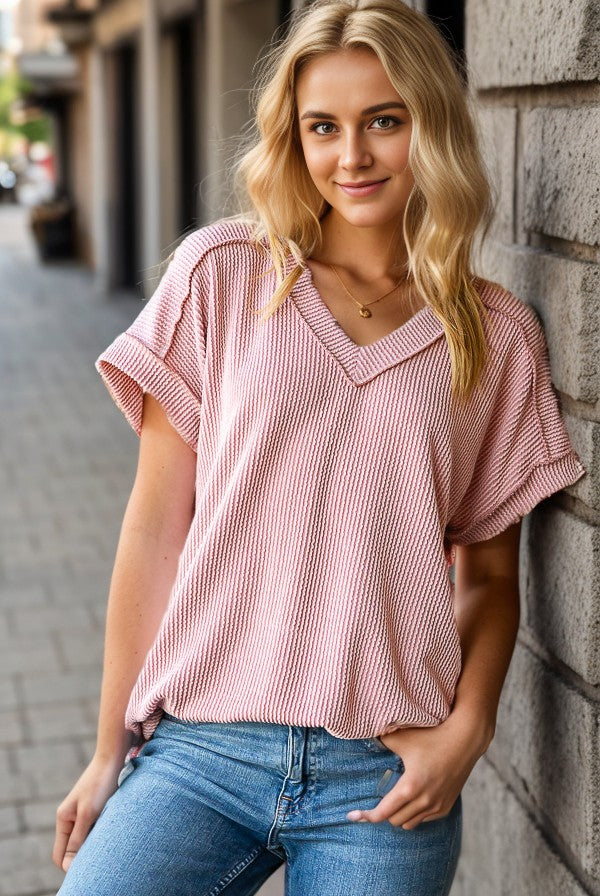 Ribbed Short Sleeve Top