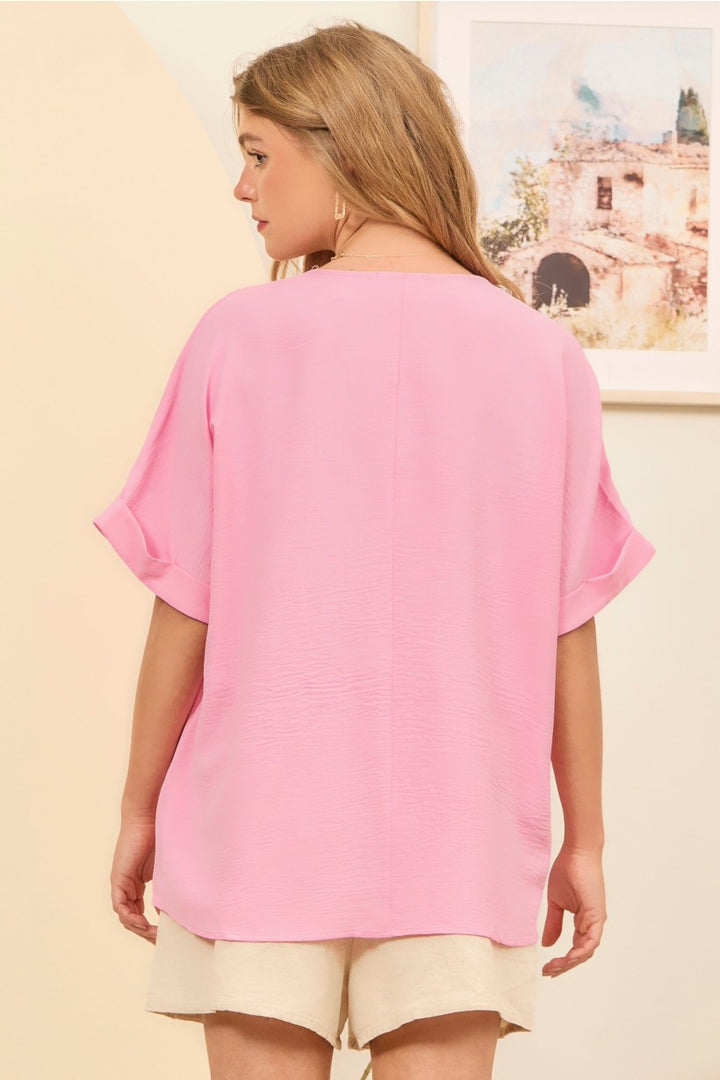 Cassidy V neck Top in Blush
