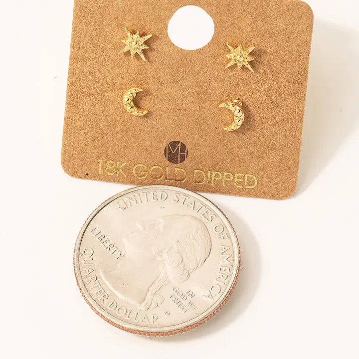 Mini Moon and Star Earrings