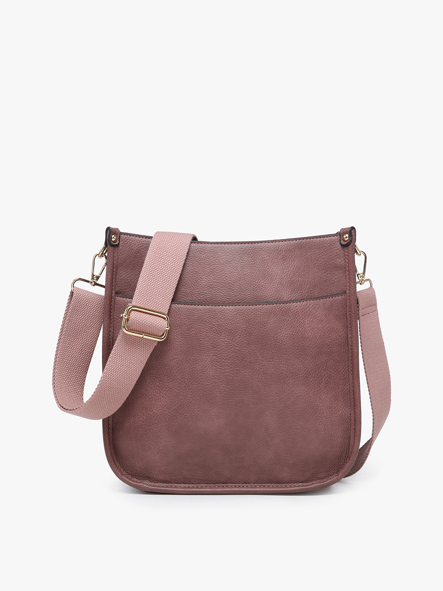 Posie Crossbody Bag with Guitar Strap in Mulberry