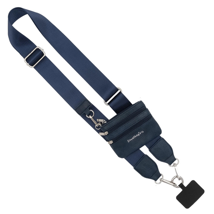 Clip and Go Crossbody Chain with Zippered Pouch in Navy