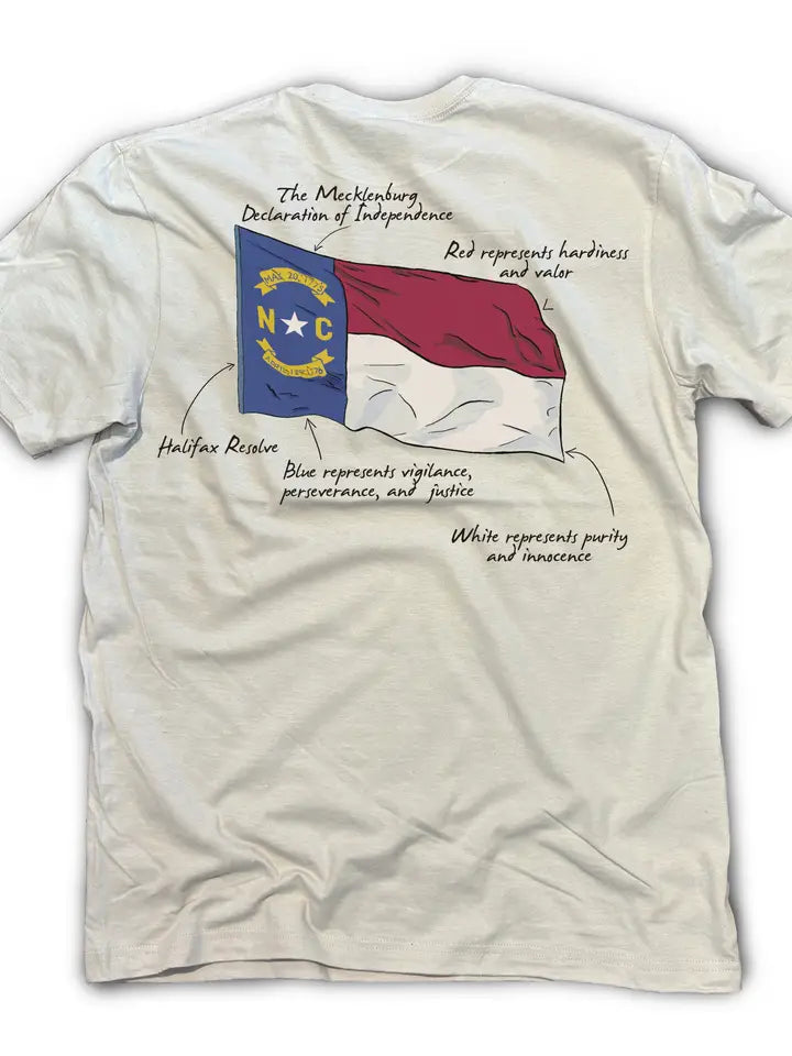 North Carolina Flag Fact Shirt- Ice Gray