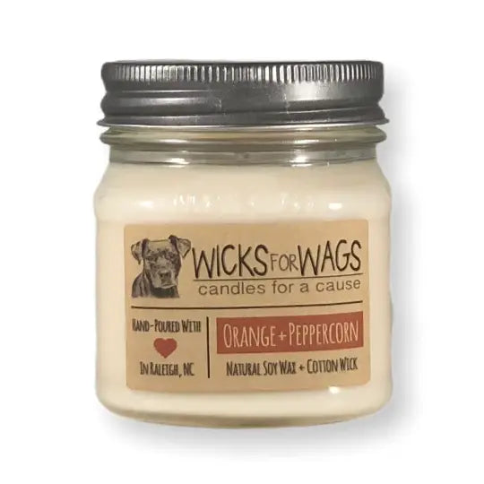 Wicks for Wags Soy Candle - Orange and Peppercorn
