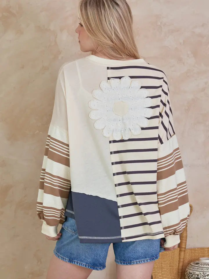 Patchwork Stripe Long Sleeve Top